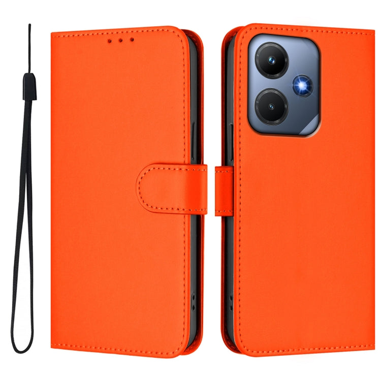 For Infinix Hot 30i Skin Feel Solid Color Leather Phone Case with Lanyard