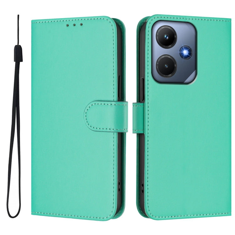 For Infinix Hot 30i Skin Feel Solid Color Leather Phone Case with Lanyard