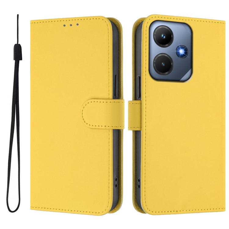 For Infinix Hot 30i Skin Feel Solid Color Leather Phone Case with Lanyard