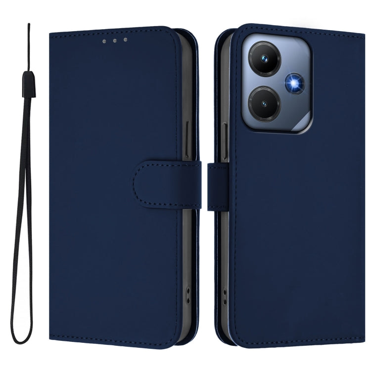 For Infinix Hot 30i Skin Feel Solid Color Leather Phone Case with Lanyard