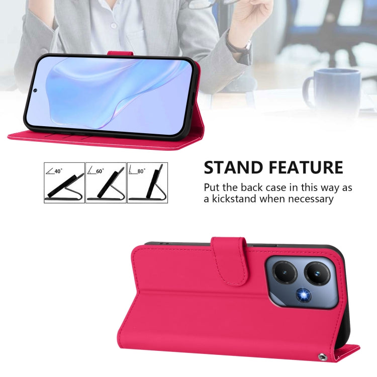 For Infinix Hot 30i Skin Feel Solid Color Leather Phone Case with Lanyard