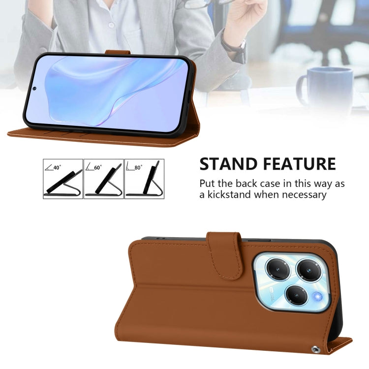 For Infinix Hot 40 4G Skin Feel Solid Color Leather Phone Case with Lanyard
