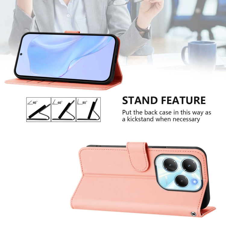 For Infinix Hot 40 4G Skin Feel Solid Color Leather Phone Case with Lanyard