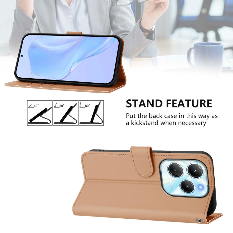 For Infinix Hot 40 4G Skin Feel Solid Color Leather Phone Case with Lanyard