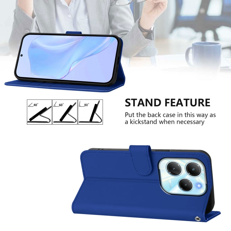 For Infinix Hot 40 4G Skin Feel Solid Color Leather Phone Case with Lanyard