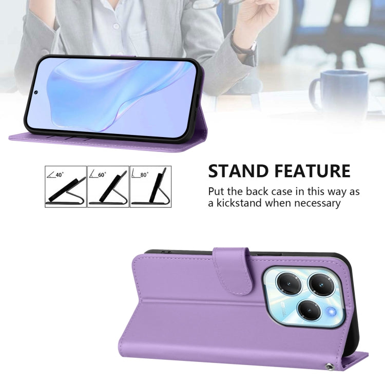 For Infinix Hot 40 4G Skin Feel Solid Color Leather Phone Case with Lanyard