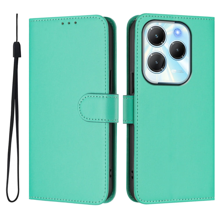For Infinix Hot 40 4G Skin Feel Solid Color Leather Phone Case with Lanyard
