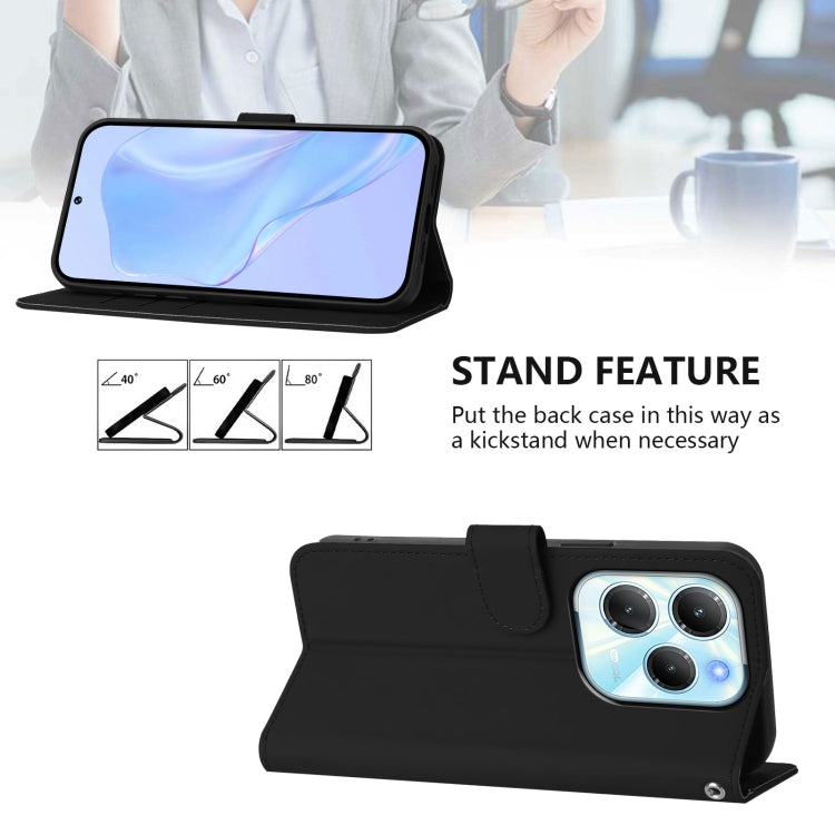 For Infinix Hot 40 4G Skin Feel Solid Color Leather Phone Case with Lanyard