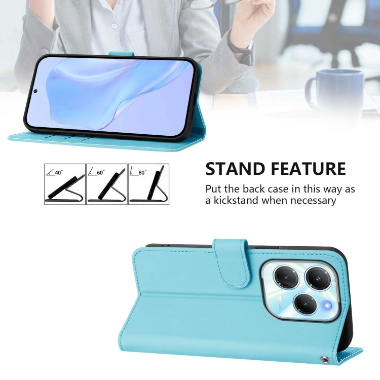 For Infinix Hot 40 4G Skin Feel Solid Color Leather Phone Case with Lanyard