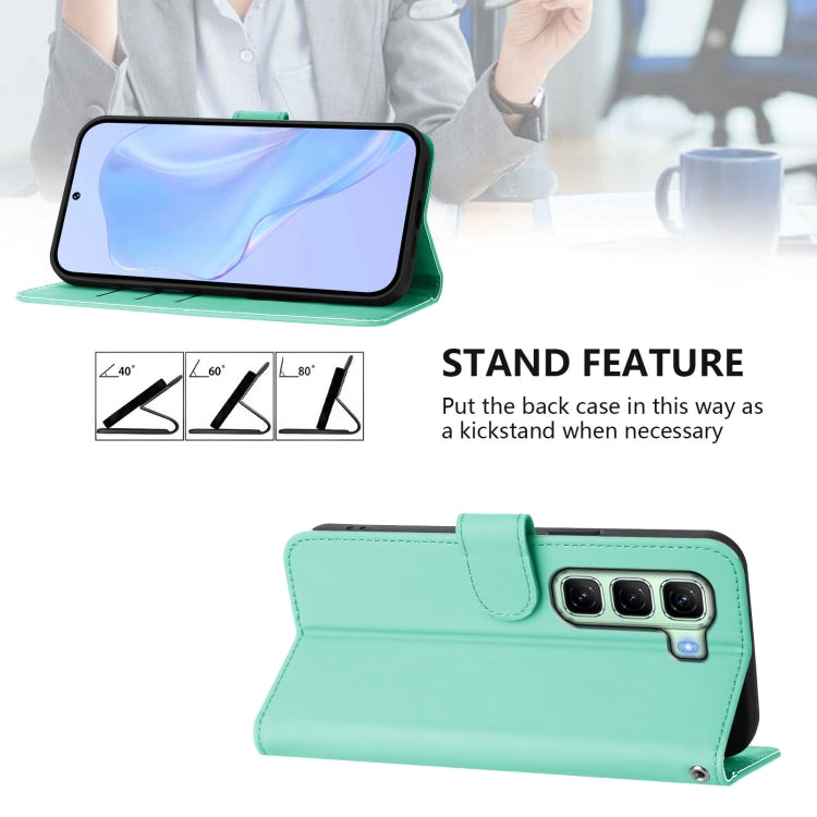 For Infinix Hot 50 4G Skin Feel Solid Color Leather Phone Case with Lanyard