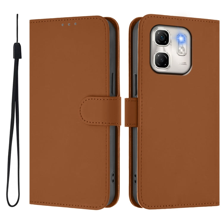 For Infinix Hot 50i 5G / Smart 9 4G Skin Feel Solid Color Leather Phone Case with Lanyard