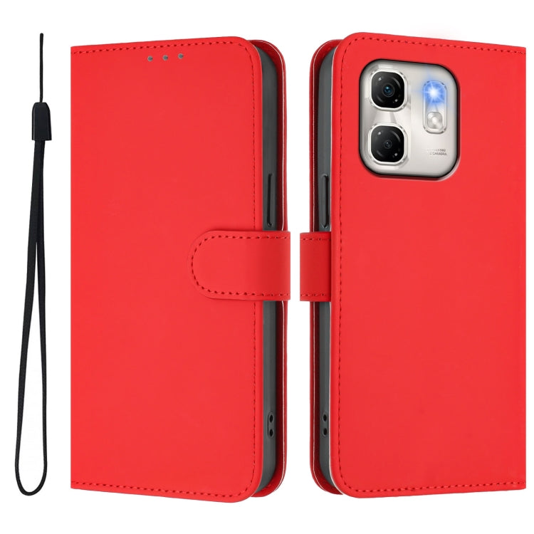 For Infinix Hot 50i 5G / Smart 9 4G Skin Feel Solid Color Leather Phone Case with Lanyard