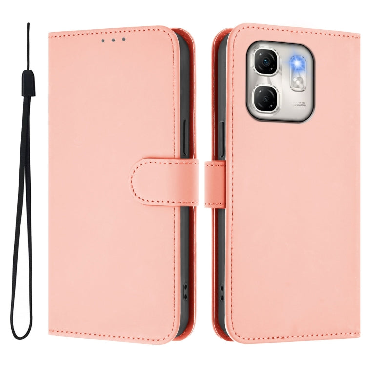 For Infinix Hot 50i 5G / Smart 9 4G Skin Feel Solid Color Leather Phone Case with Lanyard