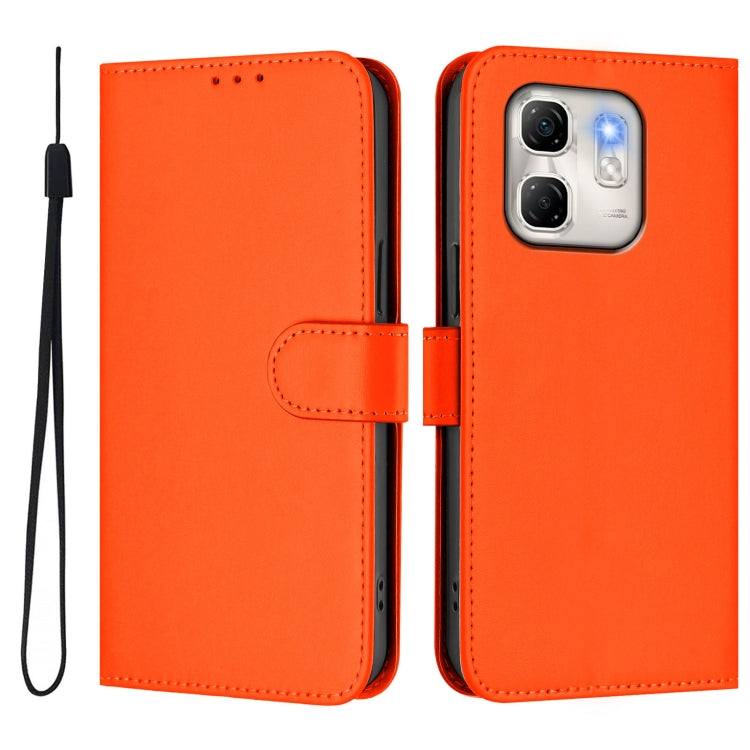 For Infinix Hot 50i 5G / Smart 9 4G Skin Feel Solid Color Leather Phone Case with Lanyard