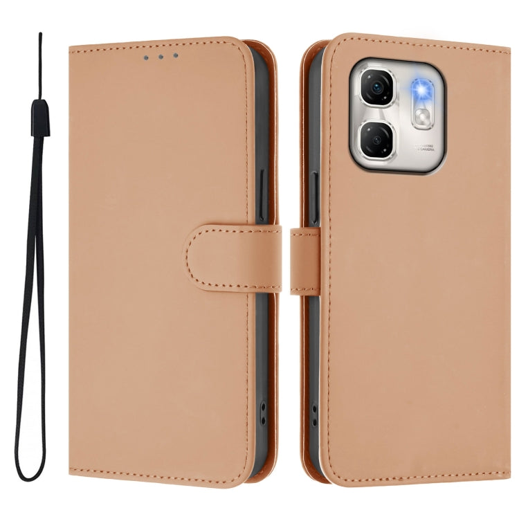 For Infinix Hot 50i 5G / Smart 9 4G Skin Feel Solid Color Leather Phone Case with Lanyard