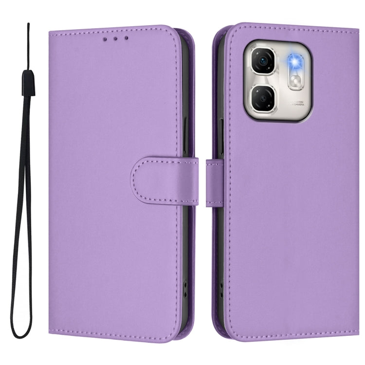 For Infinix Hot 50i 5G / Smart 9 4G Skin Feel Solid Color Leather Phone Case with Lanyard
