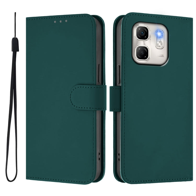 For Infinix Hot 50i 5G / Smart 9 4G Skin Feel Solid Color Leather Phone Case with Lanyard