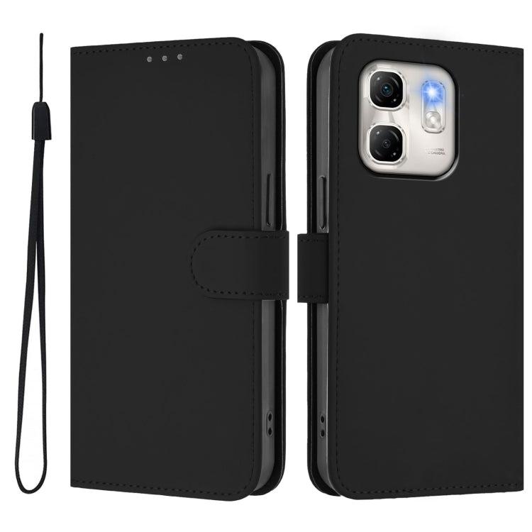 For Infinix Hot 50i 5G / Smart 9 4G Skin Feel Solid Color Leather Phone Case with Lanyard