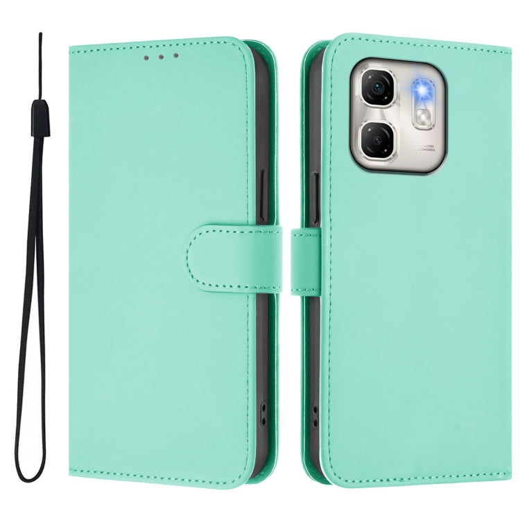 For Infinix Hot 50i 5G / Smart 9 4G Skin Feel Solid Color Leather Phone Case with Lanyard