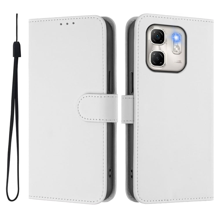 For Infinix Hot 50i 5G / Smart 9 4G Skin Feel Solid Color Leather Phone Case with Lanyard
