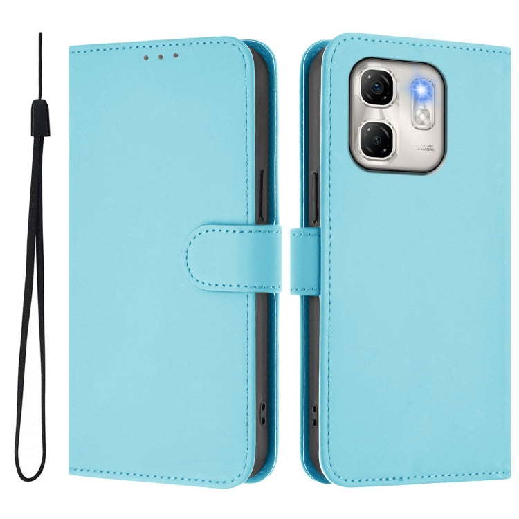 For Infinix Hot 50i 5G / Smart 9 4G Skin Feel Solid Color Leather Phone Case with Lanyard