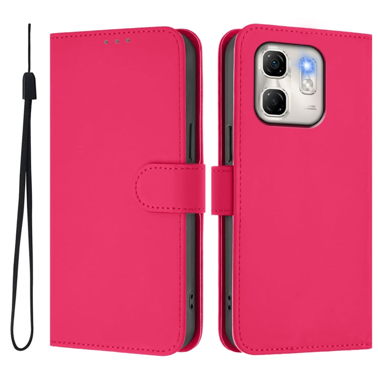 For Infinix Hot 50i 5G / Smart 9 4G Skin Feel Solid Color Leather Phone Case with Lanyard