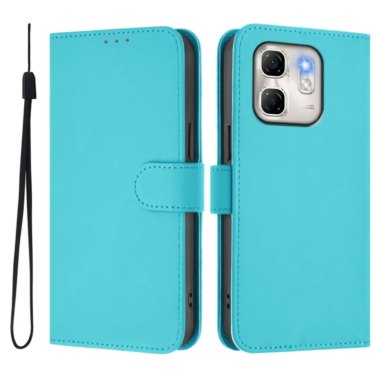 For Infinix Hot 50i 5G / Smart 9 4G Skin Feel Solid Color Leather Phone Case with Lanyard