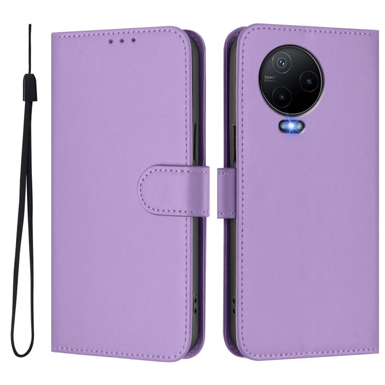 For Infinix Note 12 2023 4G Skin Feel Solid Color Leather Phone Case with Lanyard