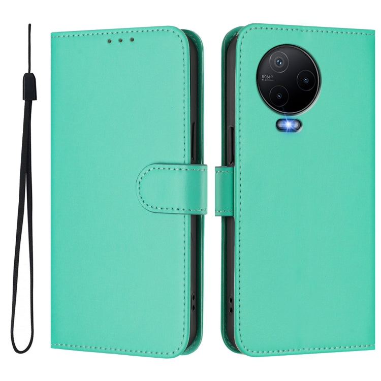 For Infinix Note 12 2023 4G Skin Feel Solid Color Leather Phone Case with Lanyard
