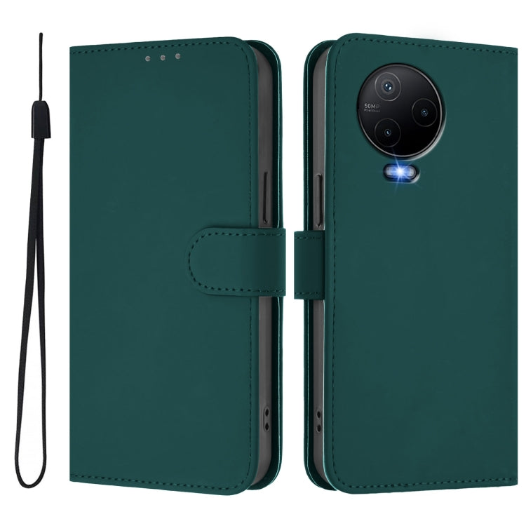 For Infinix Note 12 2023 4G Skin Feel Solid Color Leather Phone Case with Lanyard