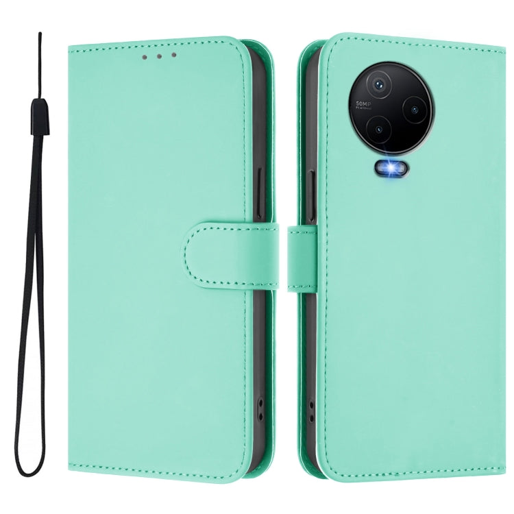 For Infinix Note 12 2023 4G Skin Feel Solid Color Leather Phone Case with Lanyard