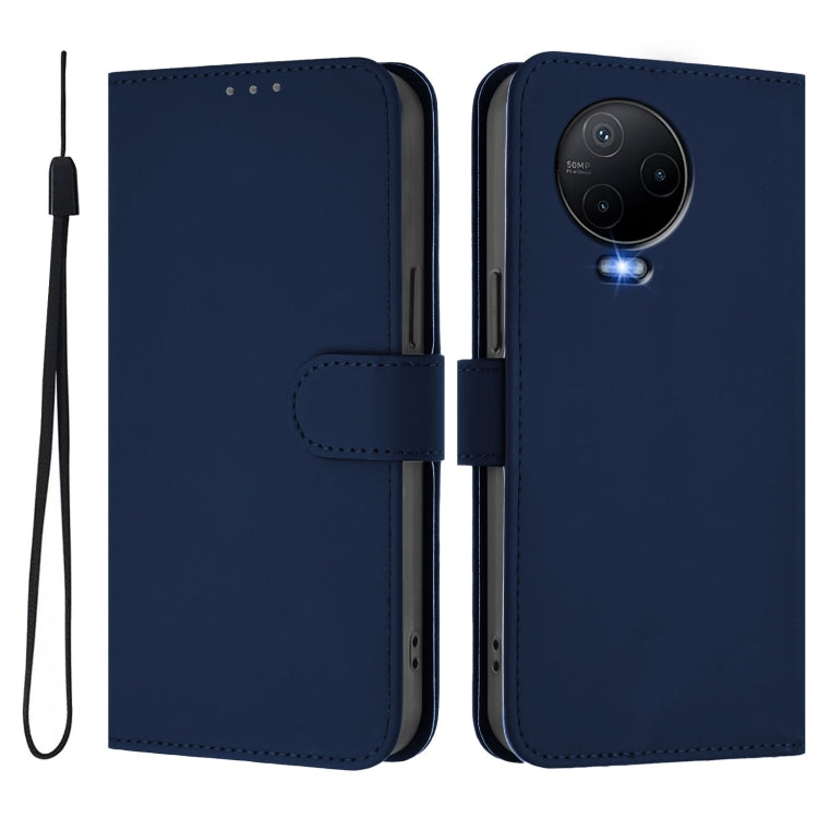 For Infinix Note 12 2023 4G Skin Feel Solid Color Leather Phone Case with Lanyard