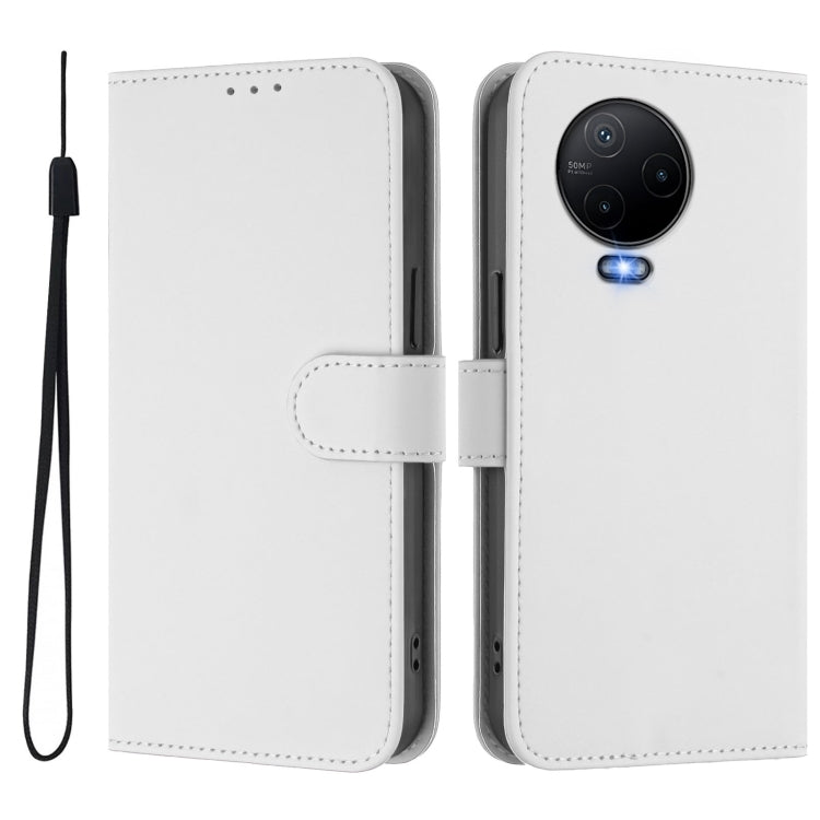For Infinix Note 12 2023 4G Skin Feel Solid Color Leather Phone Case with Lanyard