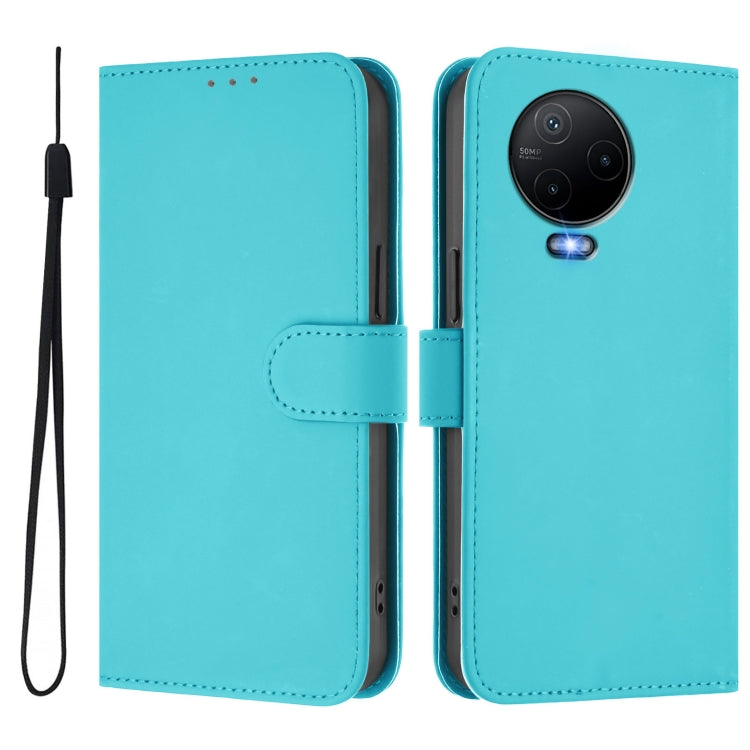 For Infinix Note 12 2023 4G Skin Feel Solid Color Leather Phone Case with Lanyard