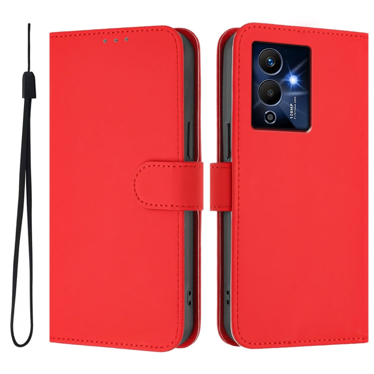 For Infinix Note 12 Pro 5G Skin Feel Solid Color Leather Phone Case with Lanyard