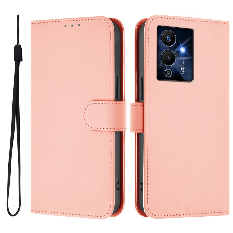 For Infinix Note 12 Pro 5G Skin Feel Solid Color Leather Phone Case with Lanyard