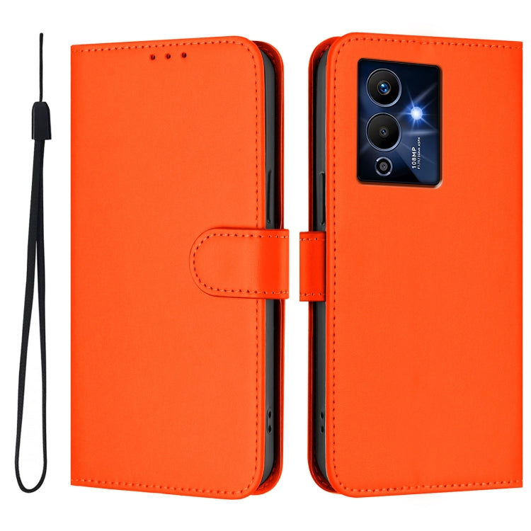 For Infinix Note 12 Pro 5G Skin Feel Solid Color Leather Phone Case with Lanyard