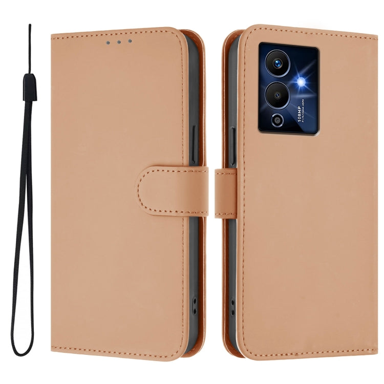 For Infinix Note 12 Pro 5G Skin Feel Solid Color Leather Phone Case with Lanyard