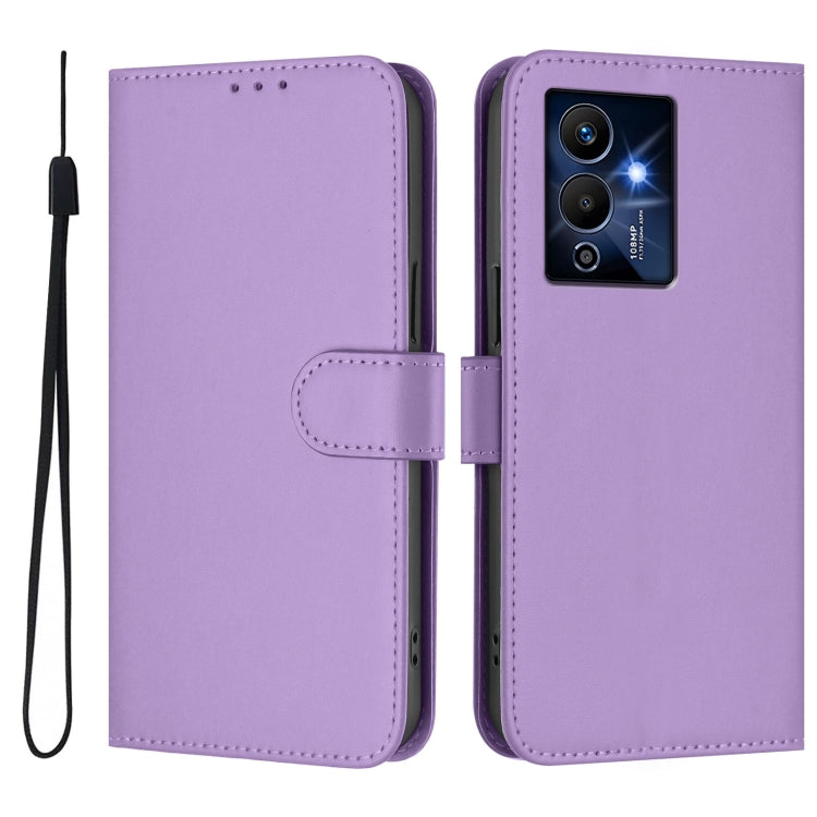 For Infinix Note 12 Pro 5G Skin Feel Solid Color Leather Phone Case with Lanyard
