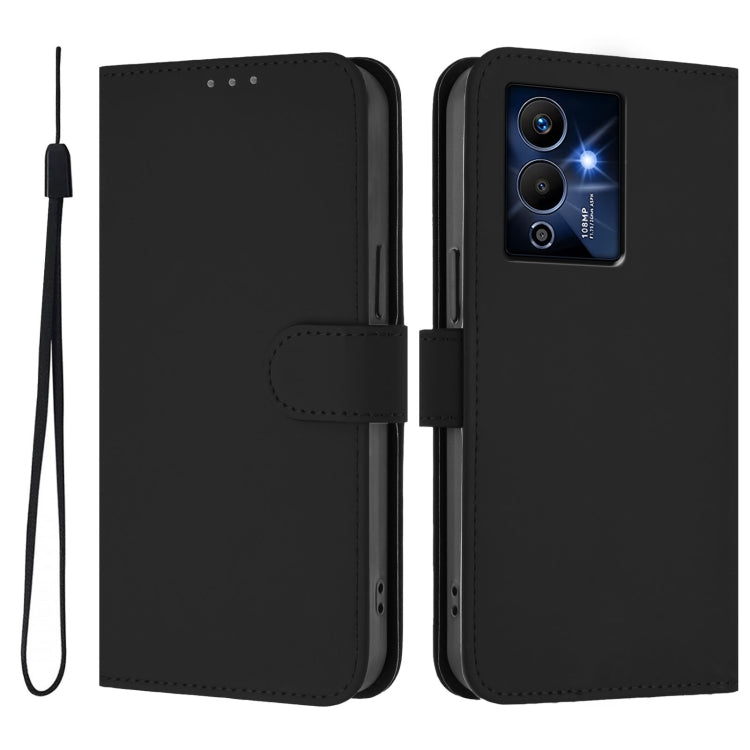 For Infinix Note 12 Pro 5G Skin Feel Solid Color Leather Phone Case with Lanyard