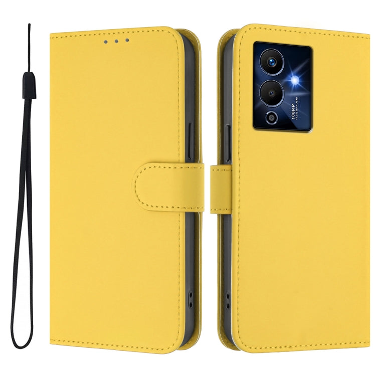 For Infinix Note 12 Pro 5G Skin Feel Solid Color Leather Phone Case with Lanyard
