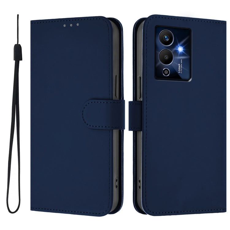 For Infinix Note 12 Pro 5G Skin Feel Solid Color Leather Phone Case with Lanyard