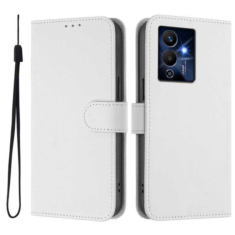 For Infinix Note 12 Pro 5G Skin Feel Solid Color Leather Phone Case with Lanyard