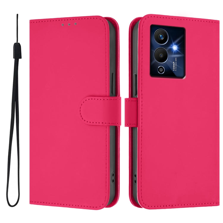 For Infinix Note 12 Pro 5G Skin Feel Solid Color Leather Phone Case with Lanyard