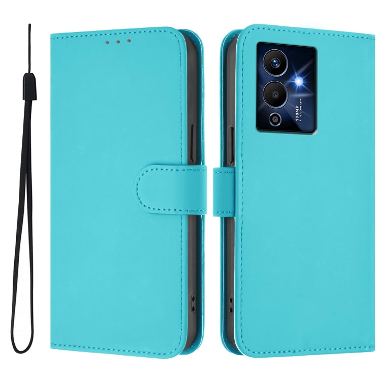 For Infinix Note 12 Pro 5G Skin Feel Solid Color Leather Phone Case with Lanyard