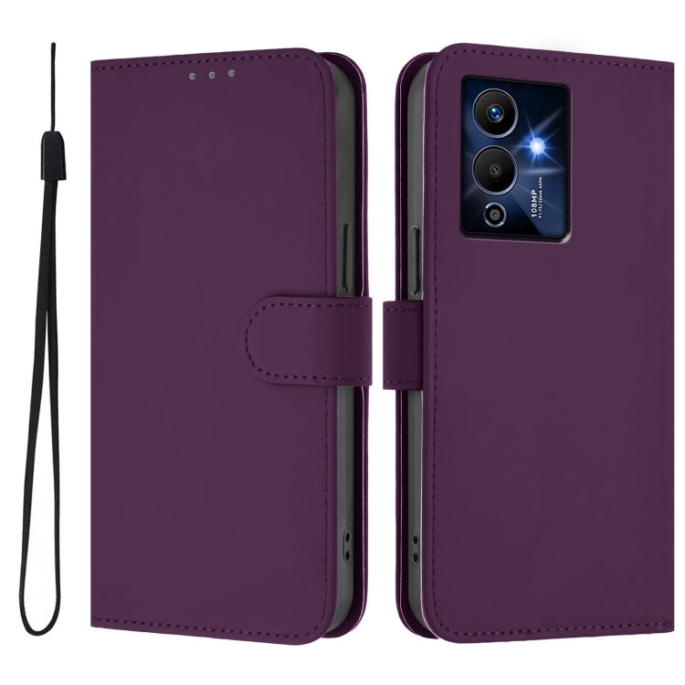 For Infinix Note 12 Pro 5G Skin Feel Solid Color Leather Phone Case with Lanyard