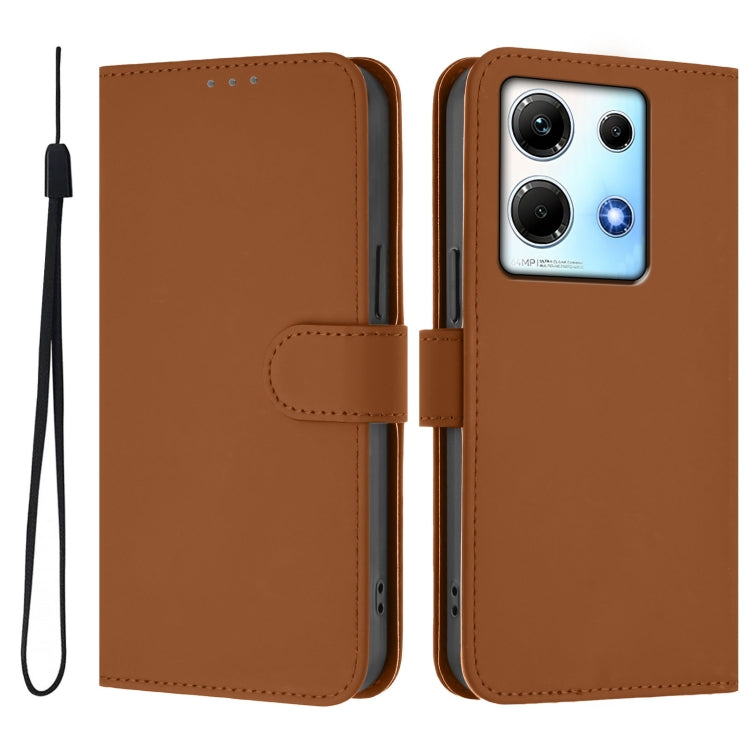 For Infinix Note 30 4G / 5G Skin Feel Solid Color Leather Phone Case with Lanyard