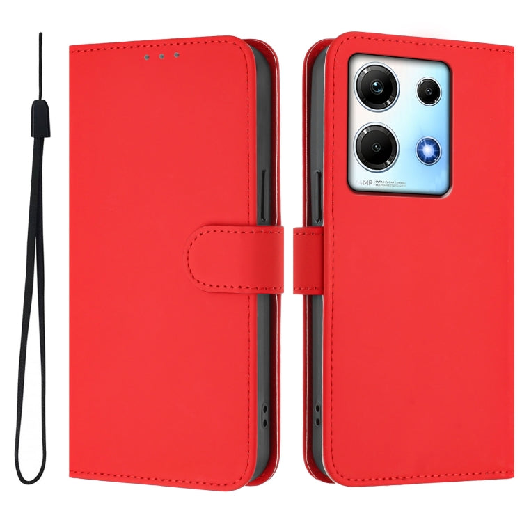 For Infinix Note 30 4G / 5G Skin Feel Solid Color Leather Phone Case with Lanyard