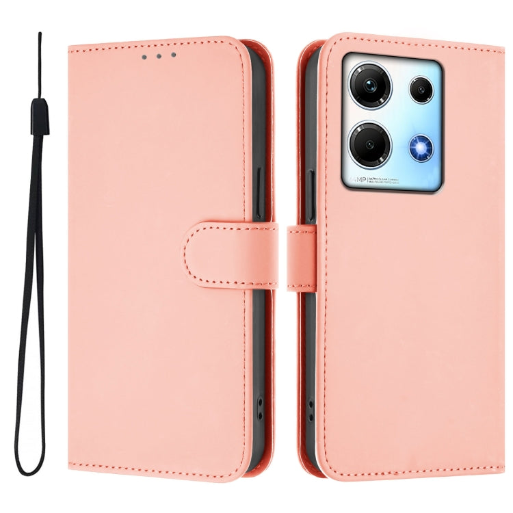 For Infinix Note 30 4G / 5G Skin Feel Solid Color Leather Phone Case with Lanyard