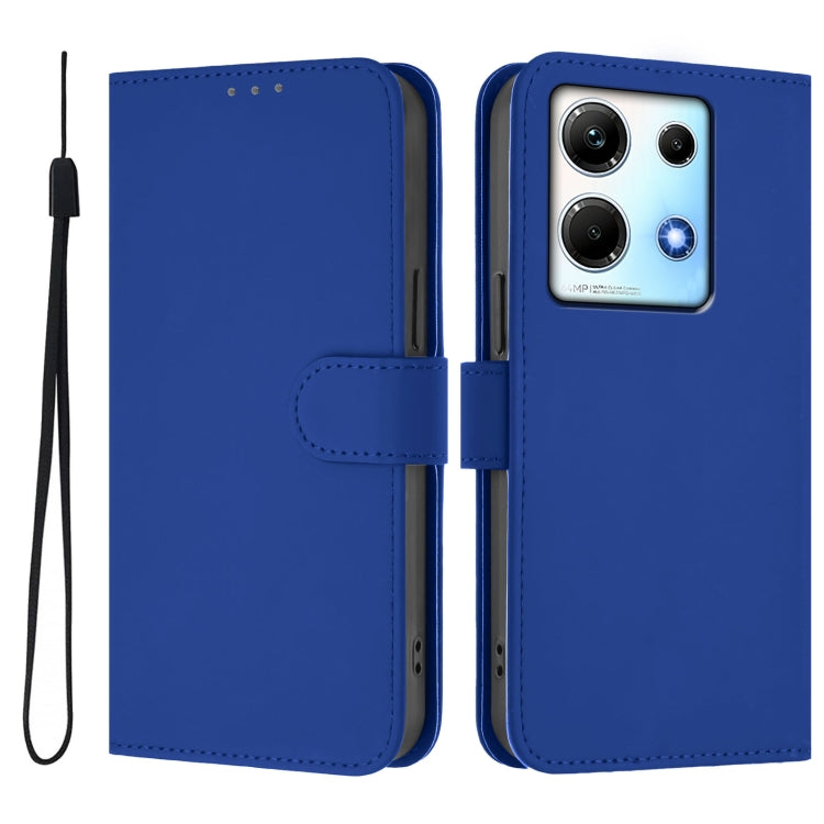 For Infinix Note 30 4G / 5G Skin Feel Solid Color Leather Phone Case with Lanyard